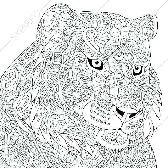 570x570 Tiger Animal Coloring Pages Furious Tiger Mandala Animal Coloring