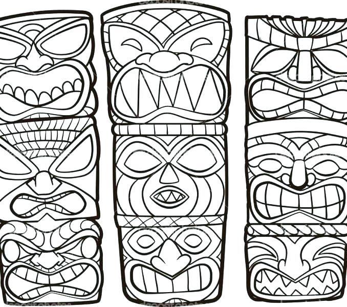 678x600 Hawaiian Tiki Mask Coloring Pages Page