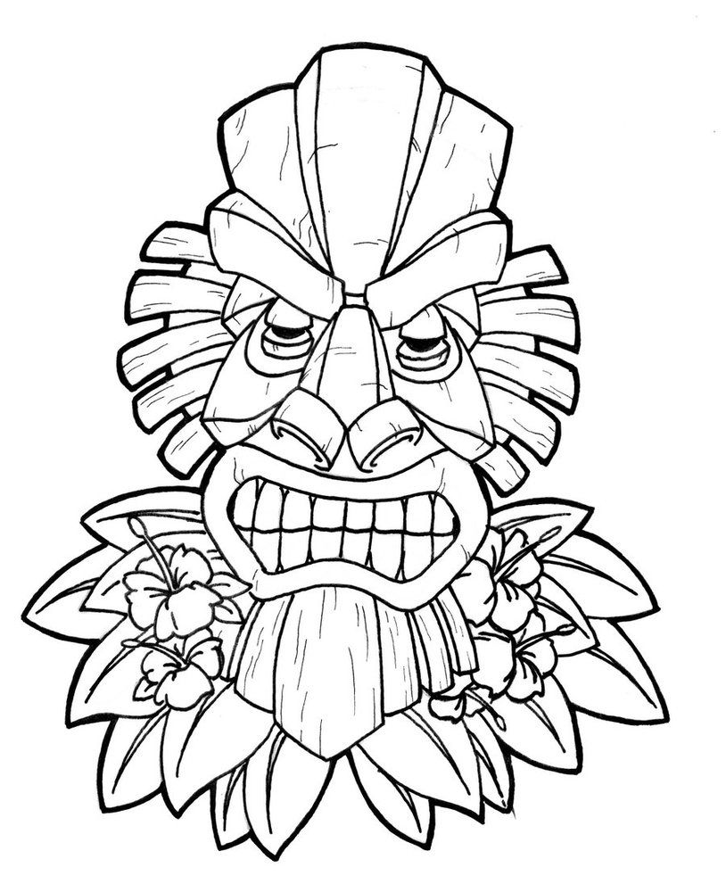 814x982 Images For Gt Tiki Face Coloring Page Tiki Party