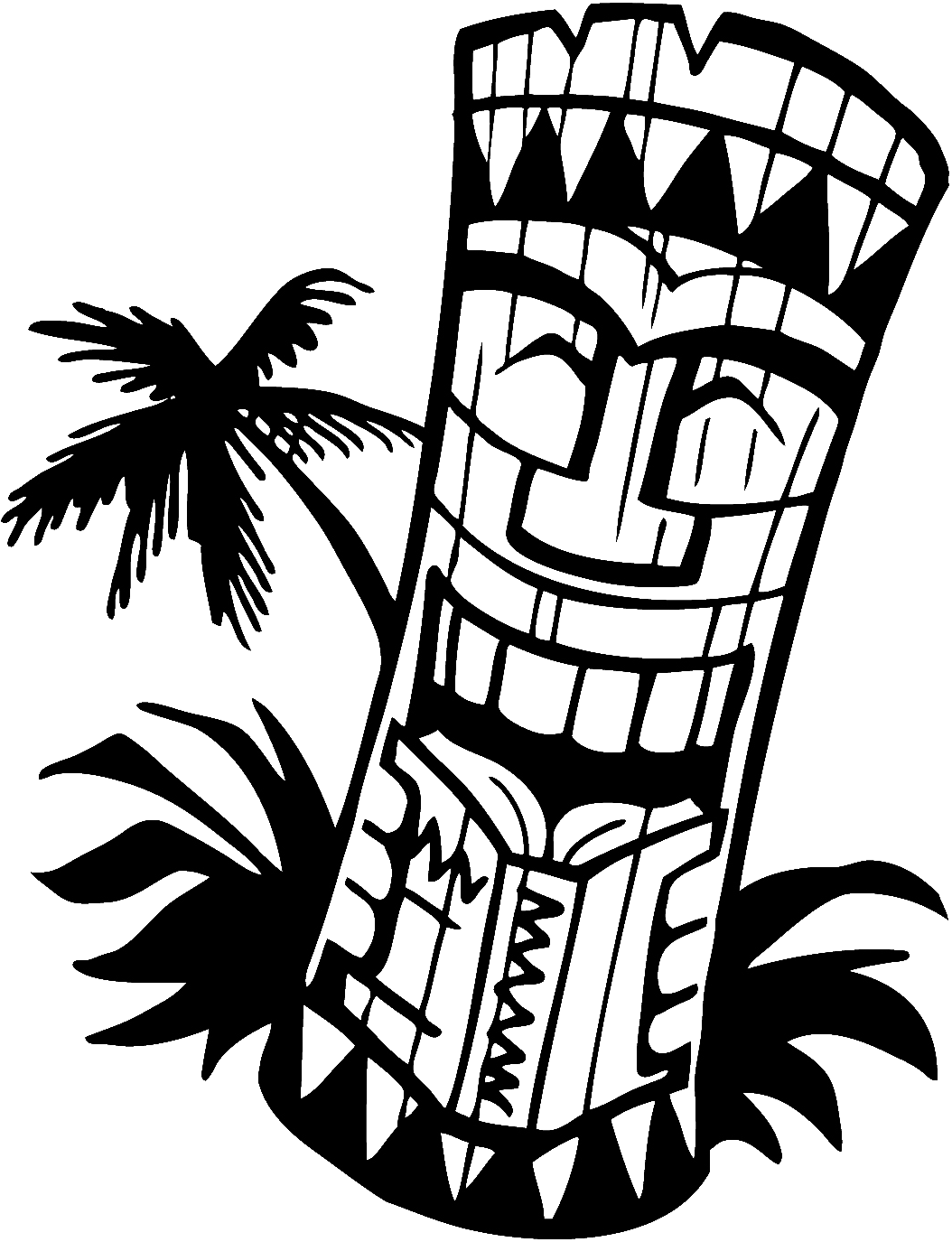 1054x1375 Hawaiian Tiki Mask Coloring Page