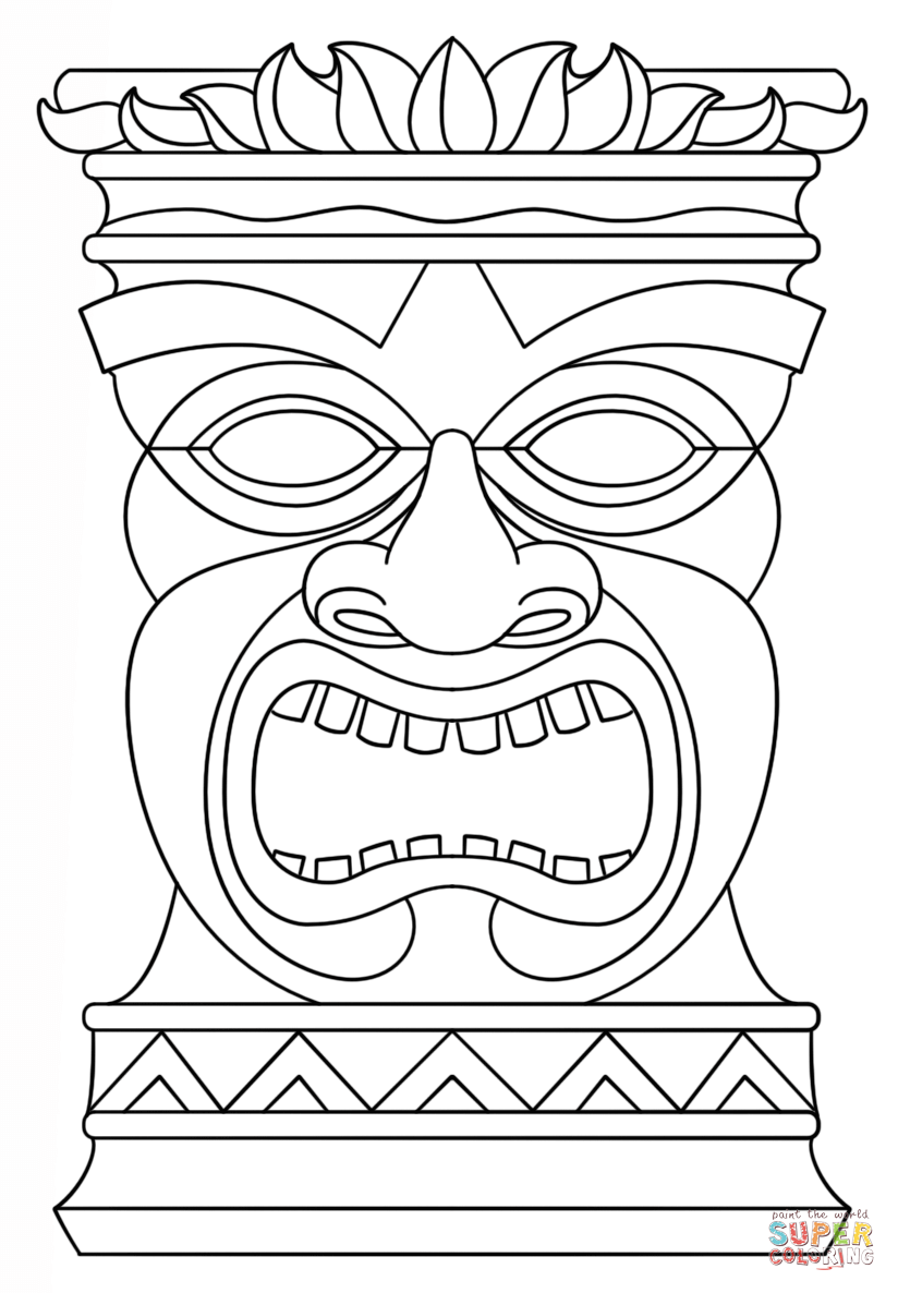 824x1186 Hawaiian Tiki Masks Coloring Pages Tiki Masks