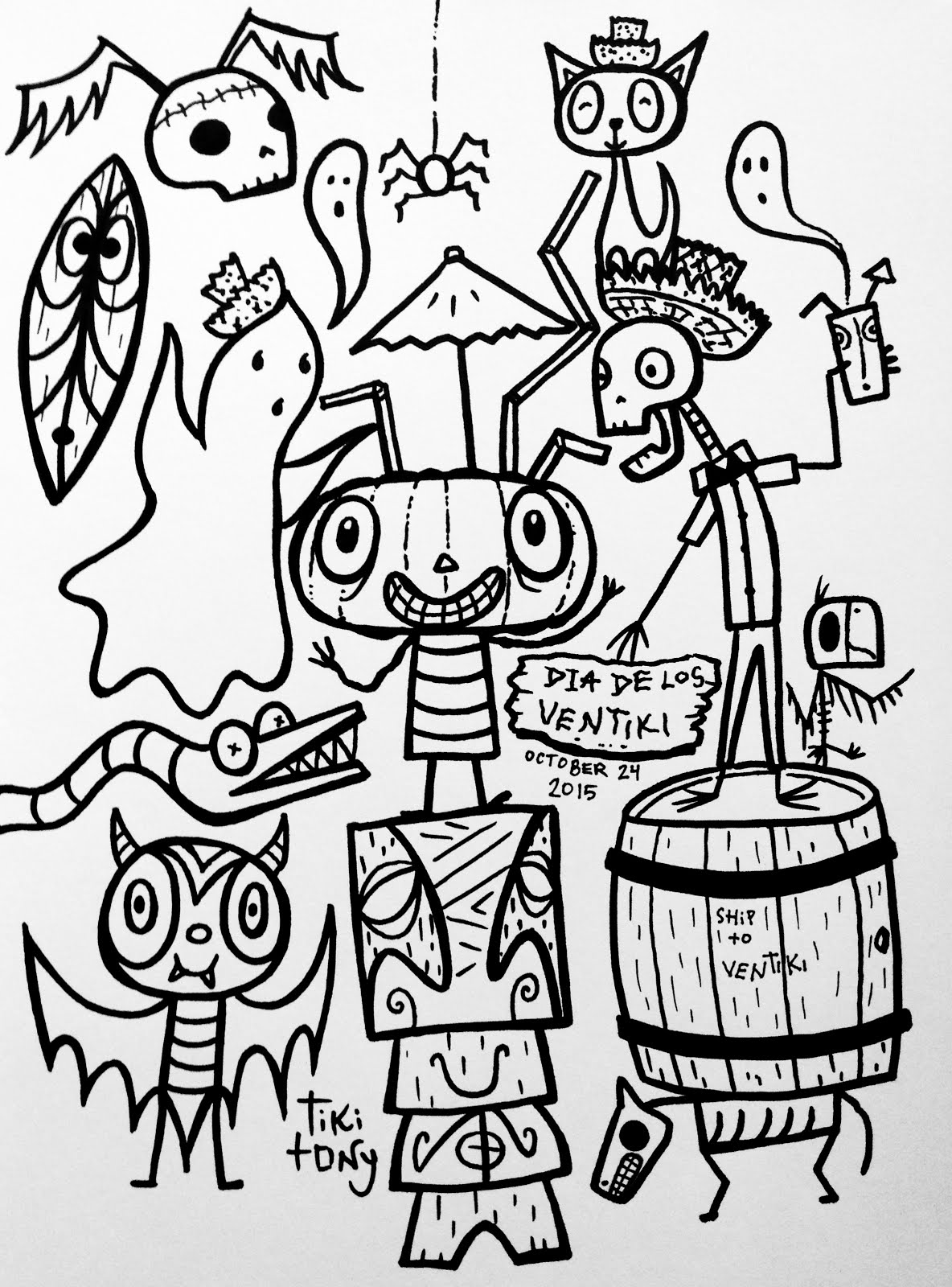1184x1600 Dia De Los Ventiki Coloring Page Tiki Tony Tiki Tony