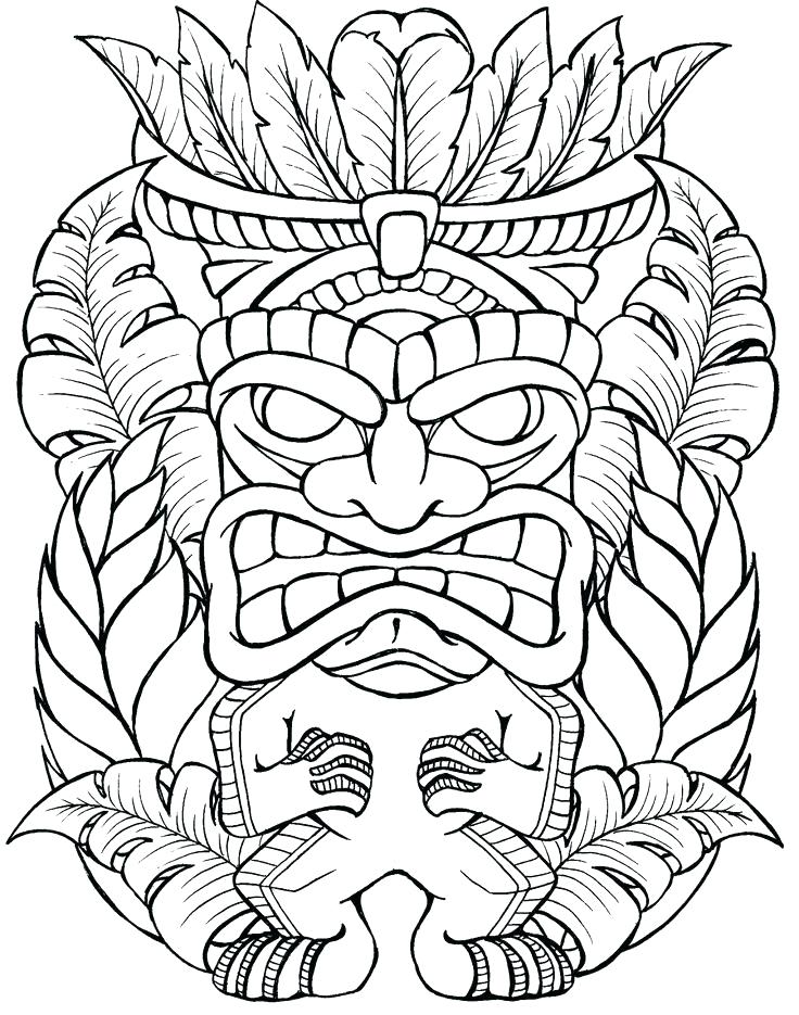 736x935 Tiki Coloring Pages Coloring Pages Totem Mask Coloring Page Vector