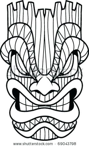 286x470 Tiki Coloring Pages Totem Pole Mask 1 Hawaiian Tiki Mask Coloring
