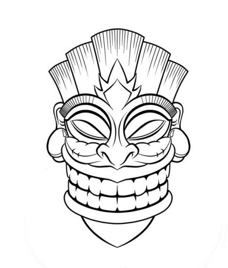 470x551 Tiki Mask Coloring Pages