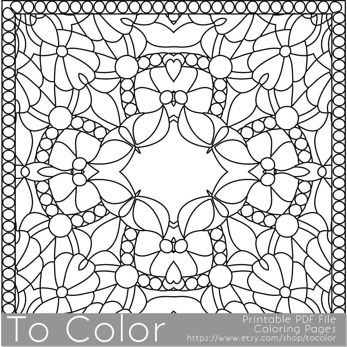 1208x1208 Printable Coloring Pages For Adults, Square Coloring Pattern, Pdf