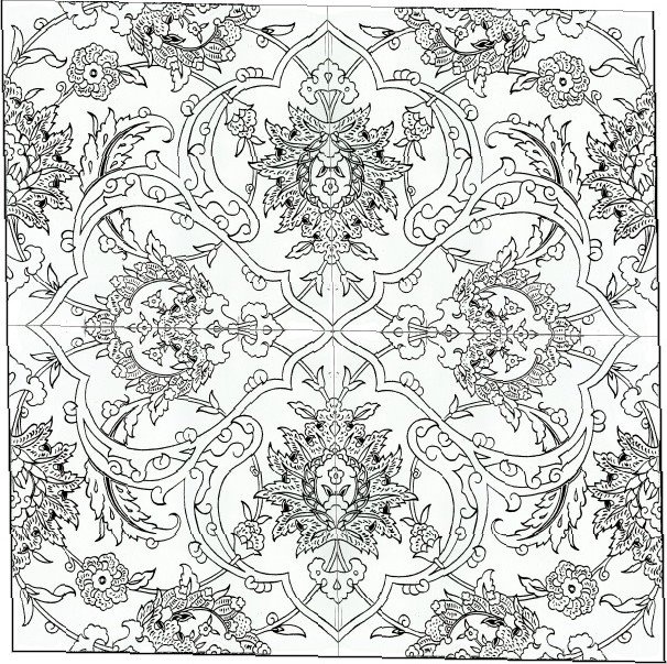 606x603 D0e035425f16090979578b737ebbc10e Islamic Tiles Coloring For Kids