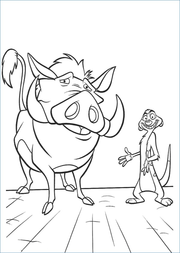 600x845 Simba Timon And Pumbaa Waterfall The Lion King Coloring Page