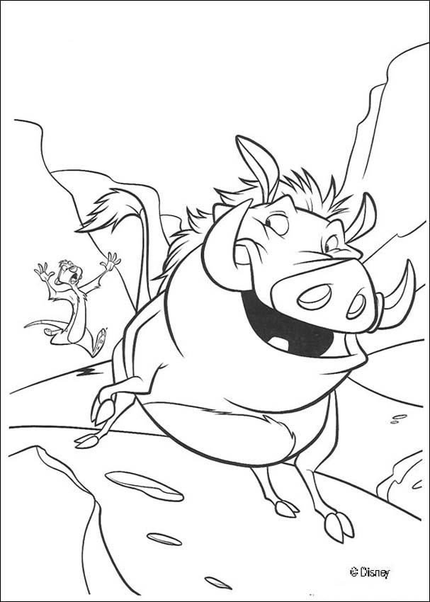 607x850 Timon Chasing Pumbaa Coloring Pages