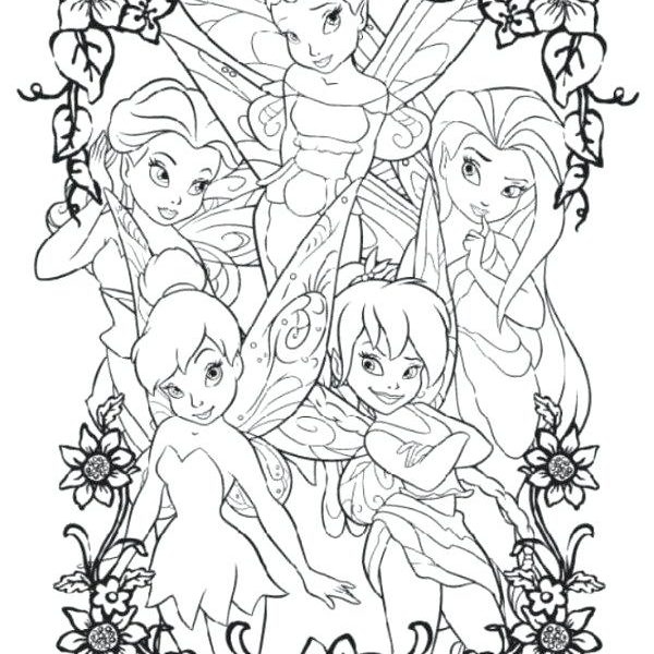 600x600 Coloring Pages Of Tinkerbell And Her Fairy Friends Free Coloring