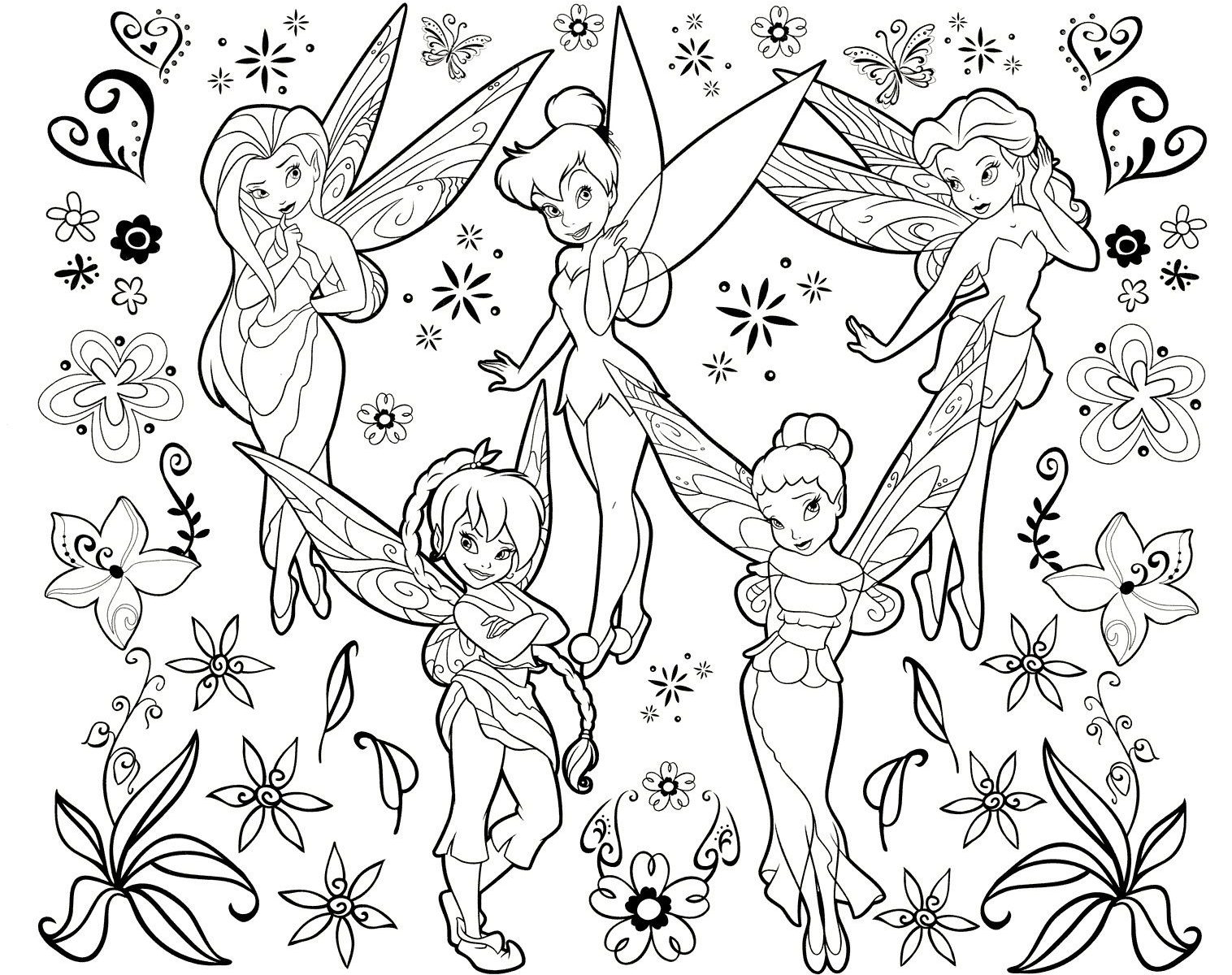 1516x1200 Complimentary Free Tinkerbell Coloring Page Printable Disney Pages
