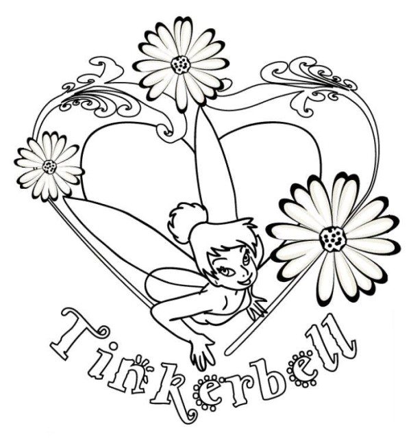 600x650 I Love Tinkerbell Coloring Page