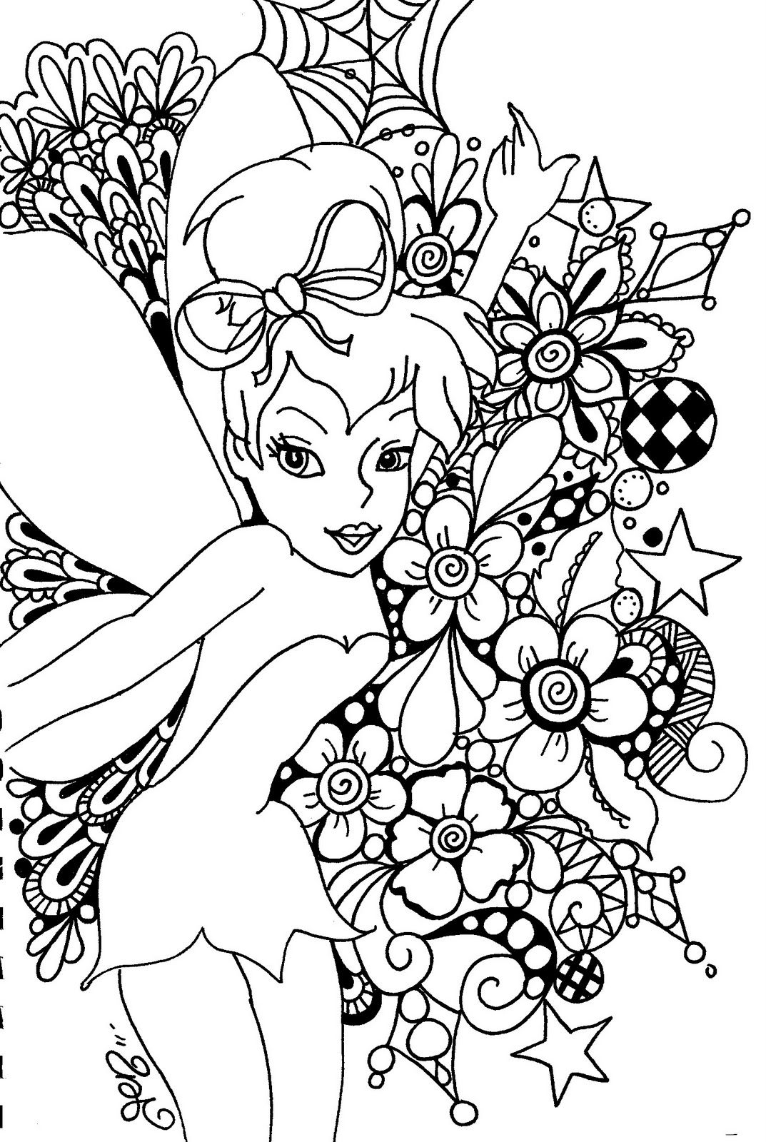 1073x1600 Best Of Tinkerbell With Flower Coloring Pages Collection
