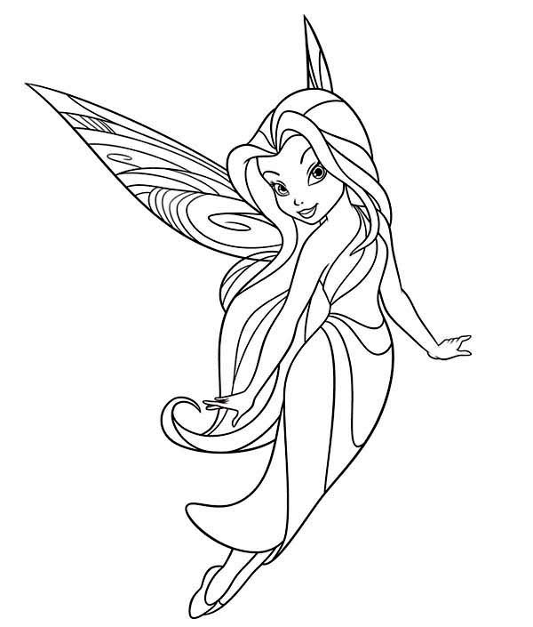 600x705 Silvermist Flying In Disney Fairies Coloring Page