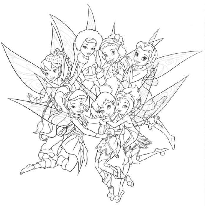 698x701 Tinkerbell Friends Coloring Pages Tinkerbell And Her Friends