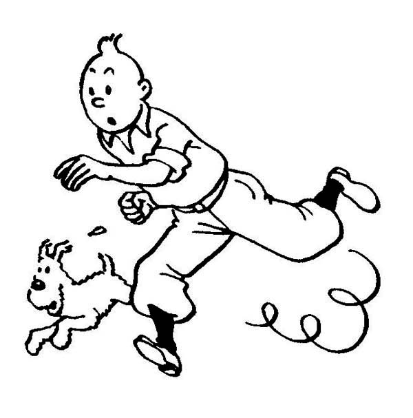 600x607 Tintin And Snowy Pursuit Criminal In The Adventures Of Tintin