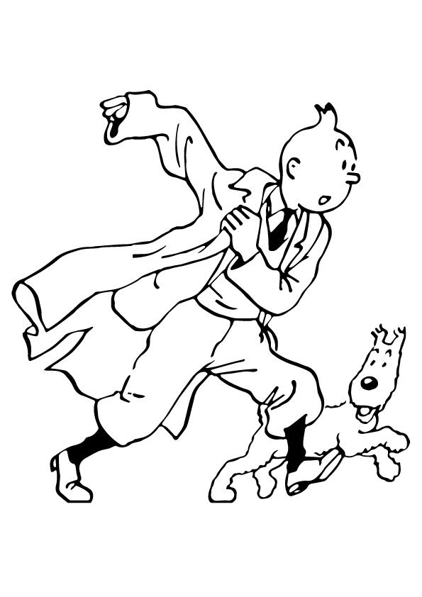 595x842 Print Coloring Image Tintin And Books
