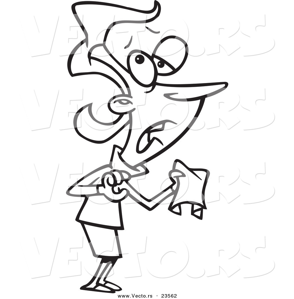 1024x1044 Vector Of A Cartoon Sneezing Businesswoman Holding A Tissue