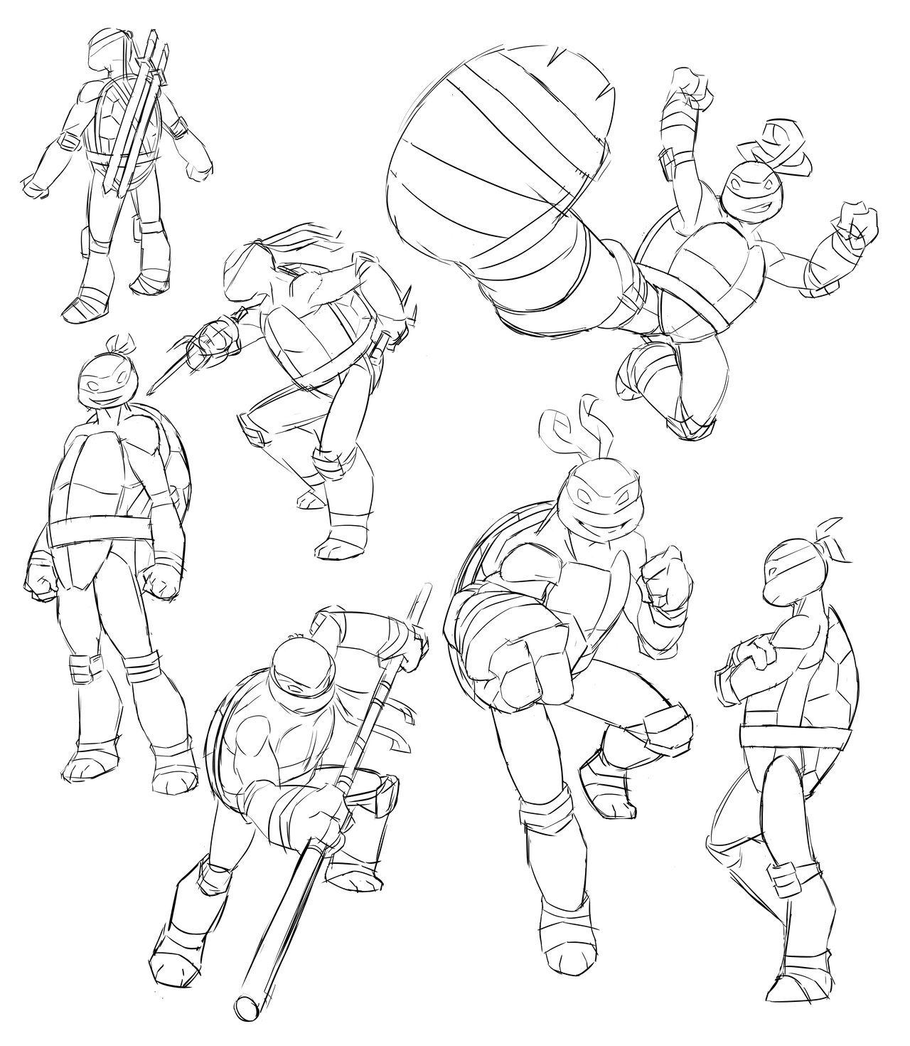 1280x1470 Tmnt 2012 Coloring Pages Nickelodeon Tmnt Sketches By