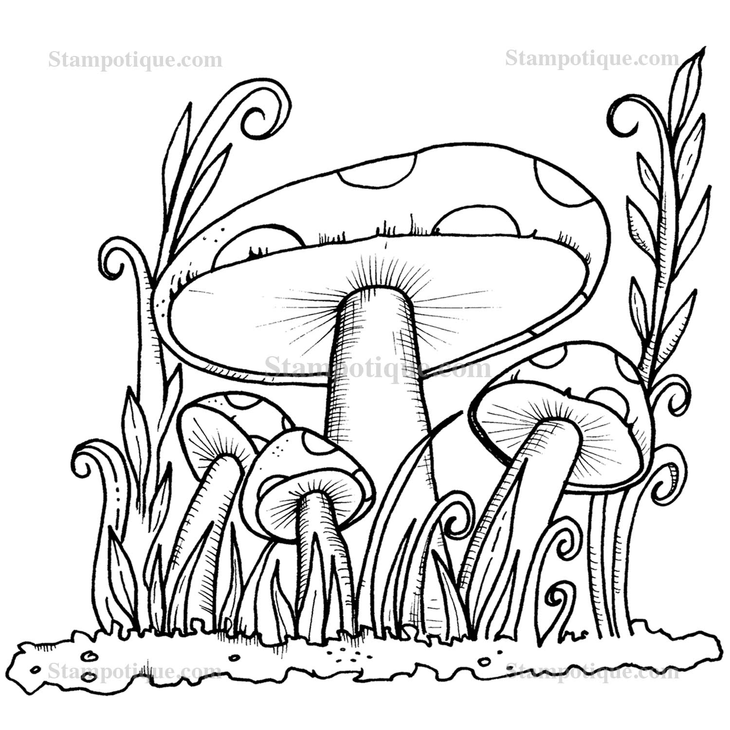 1500x1500 Mushroom Forest Drawing