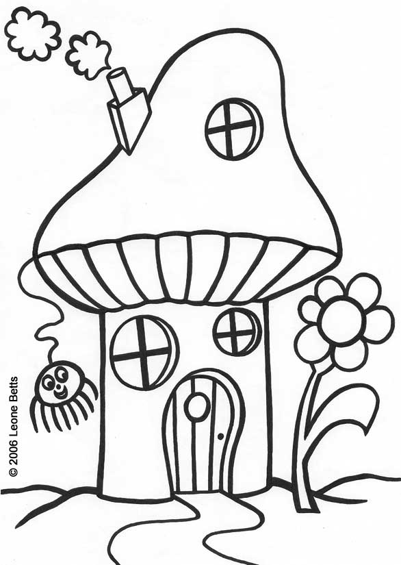 586x825 Free Printable Kids Colouring Toadstool House Leone Annabella Betts