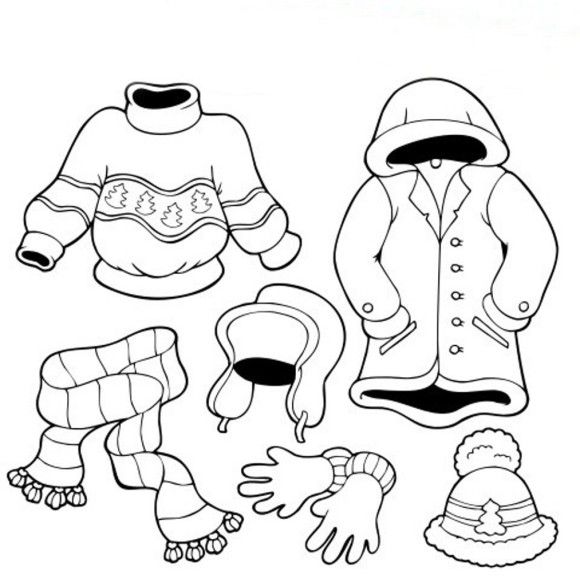 580x583 Winter Clothes Coloring Pages For Children