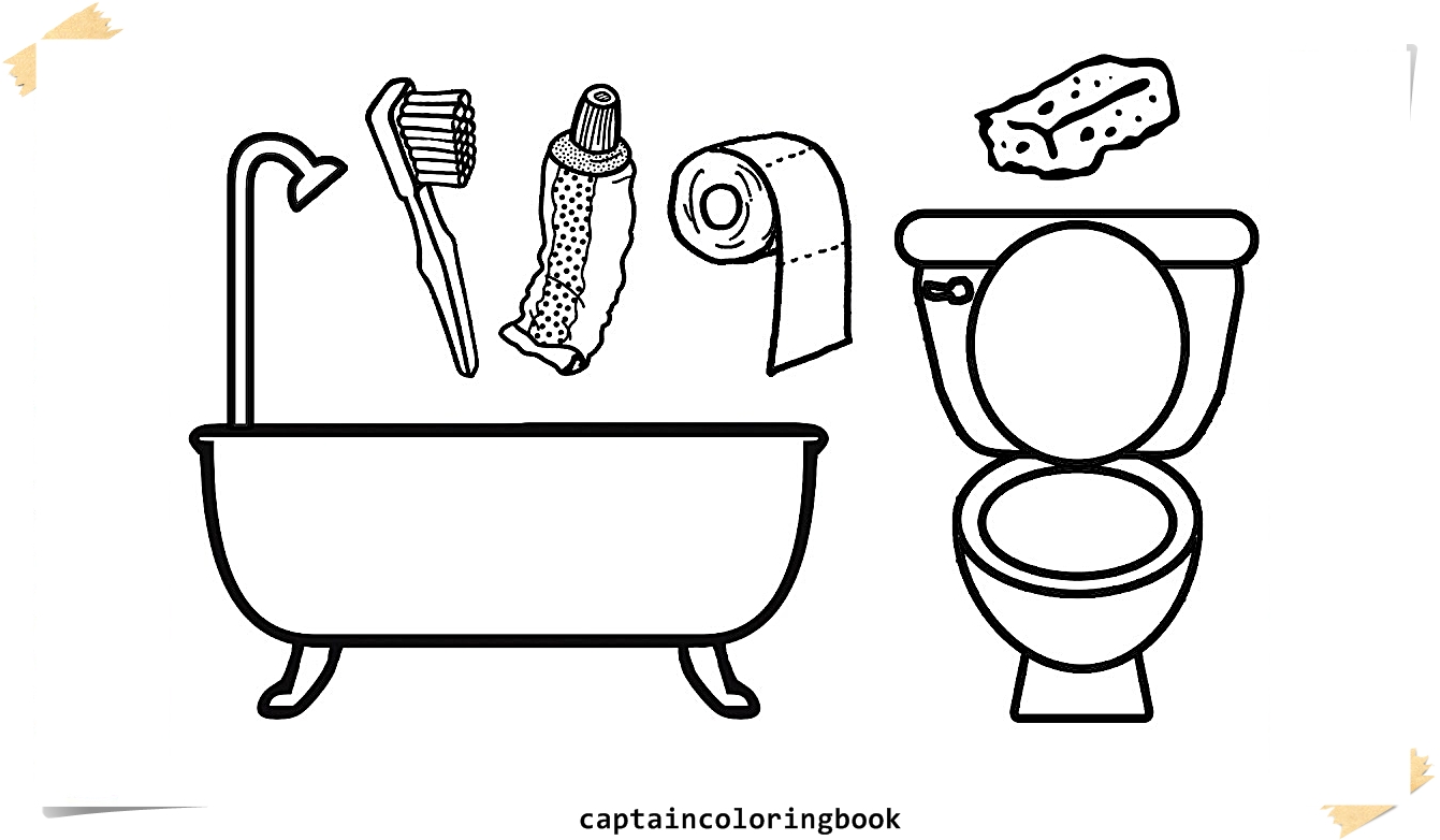 1341x782 Coloring Pages Bathrooms L Bath Tub Lilet Drawing Pages