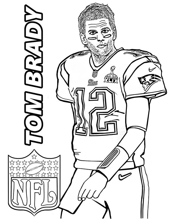 600x740 Tom Brady Coloring Page With American Football Player