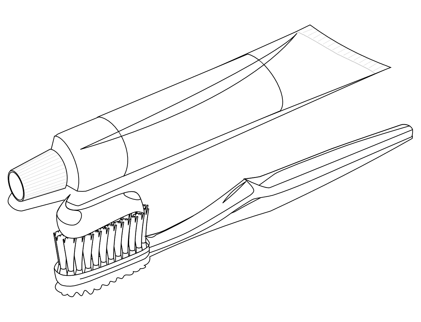 1340x1024 Toothpaste And Toothbrush Coloring Page