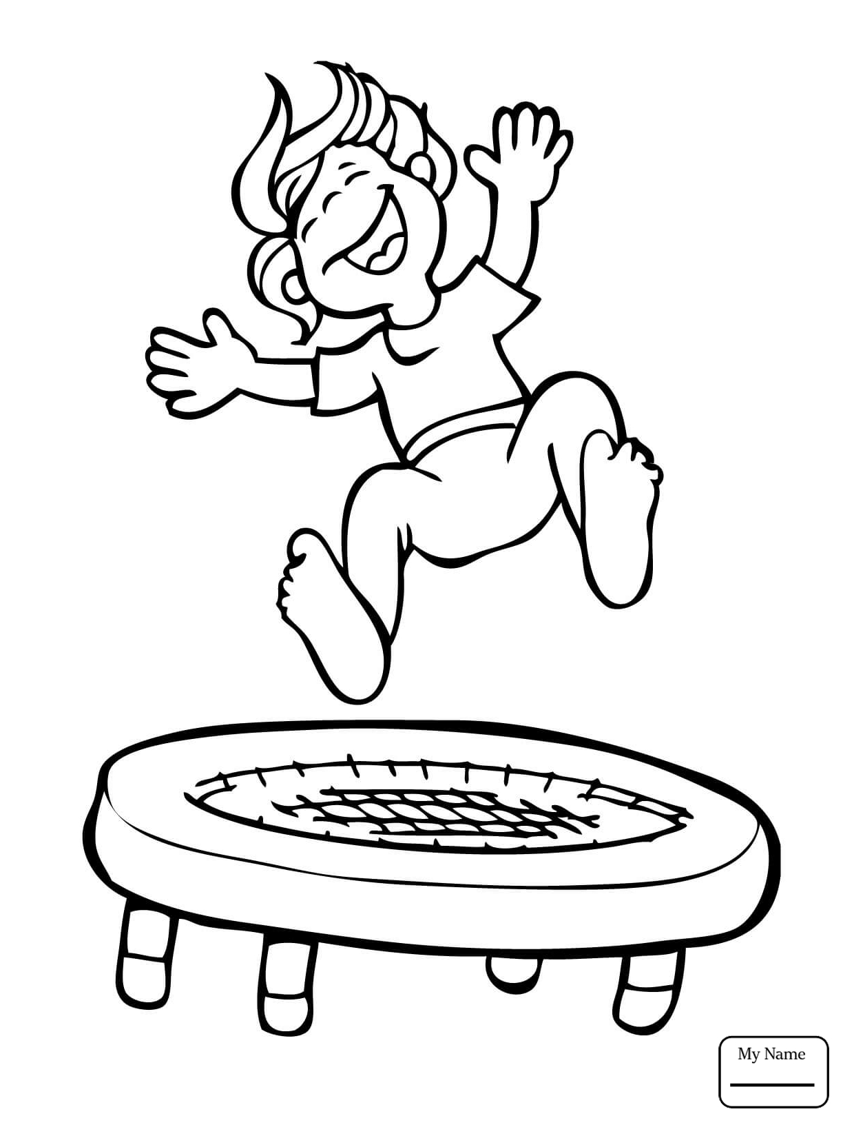 1224x1632 Informative Trampoline Coloring Page Kid Jumping On The Free