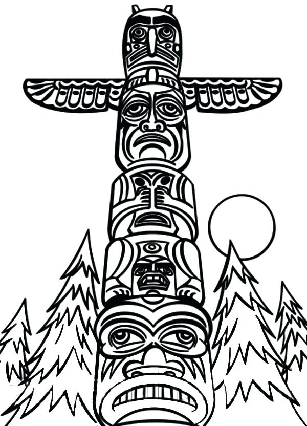 600x832 Totem Pole Coloring Pages Monumental Totem Poles Coloring Page