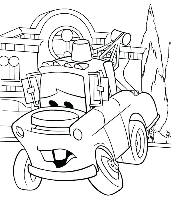 600x696 Mater Coloring Page Mater Coloring Page Mater Lightning Cars Movie