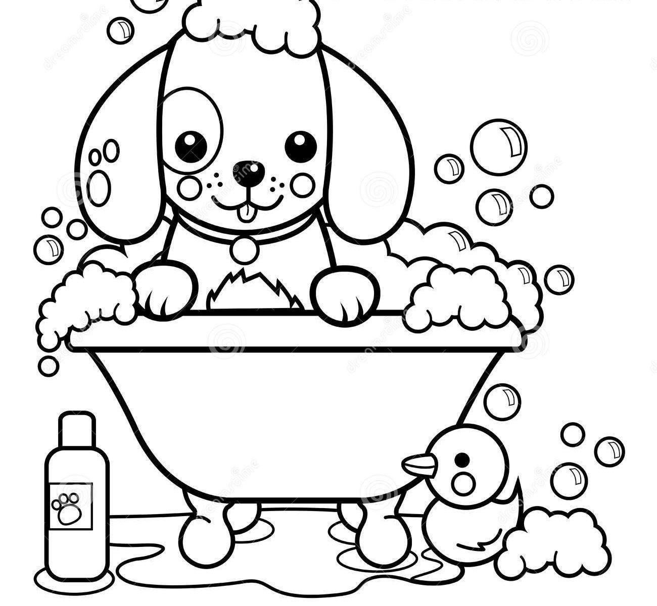 1300x1200 Bath Time Coloring Pages Free Phenomenal For Kids Vector