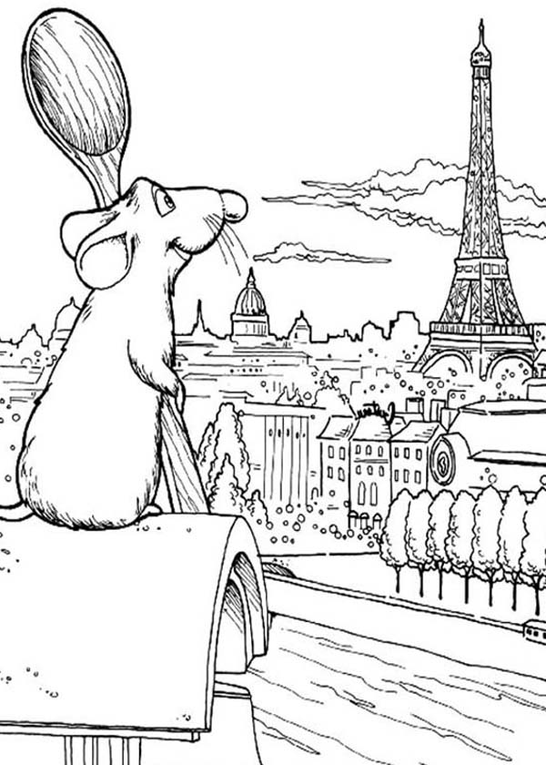600x840 Ratatouille Admiring Eiffel Tower Coloring Pages Batch Coloring