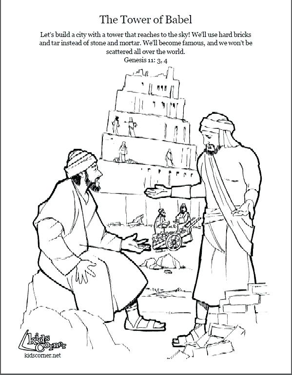 599x771 Tower Of Babel Coloring Page Script And Bible Story Tower Of Babel