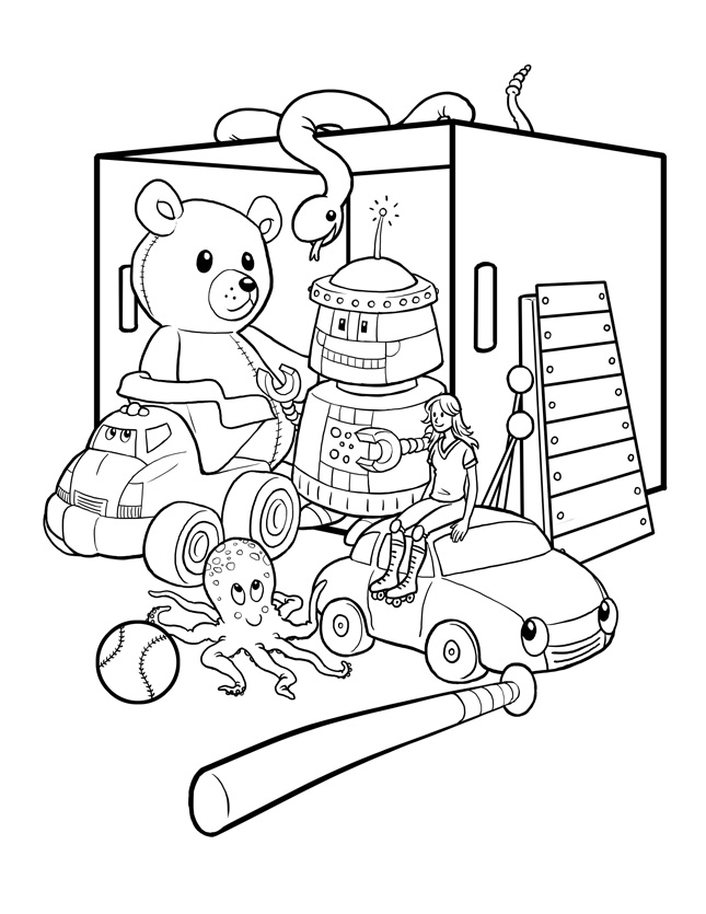 645x835 Toy Box Coloring Page
