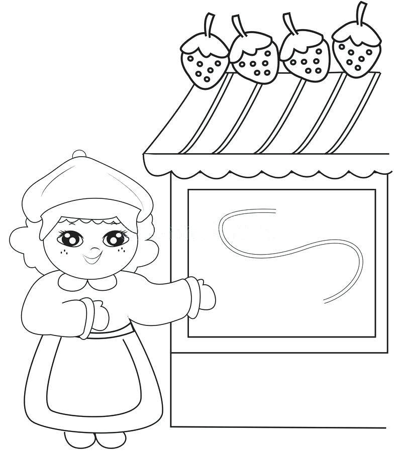 784x900 Store Coloring Page Download Girl Beside A Strawberry Store