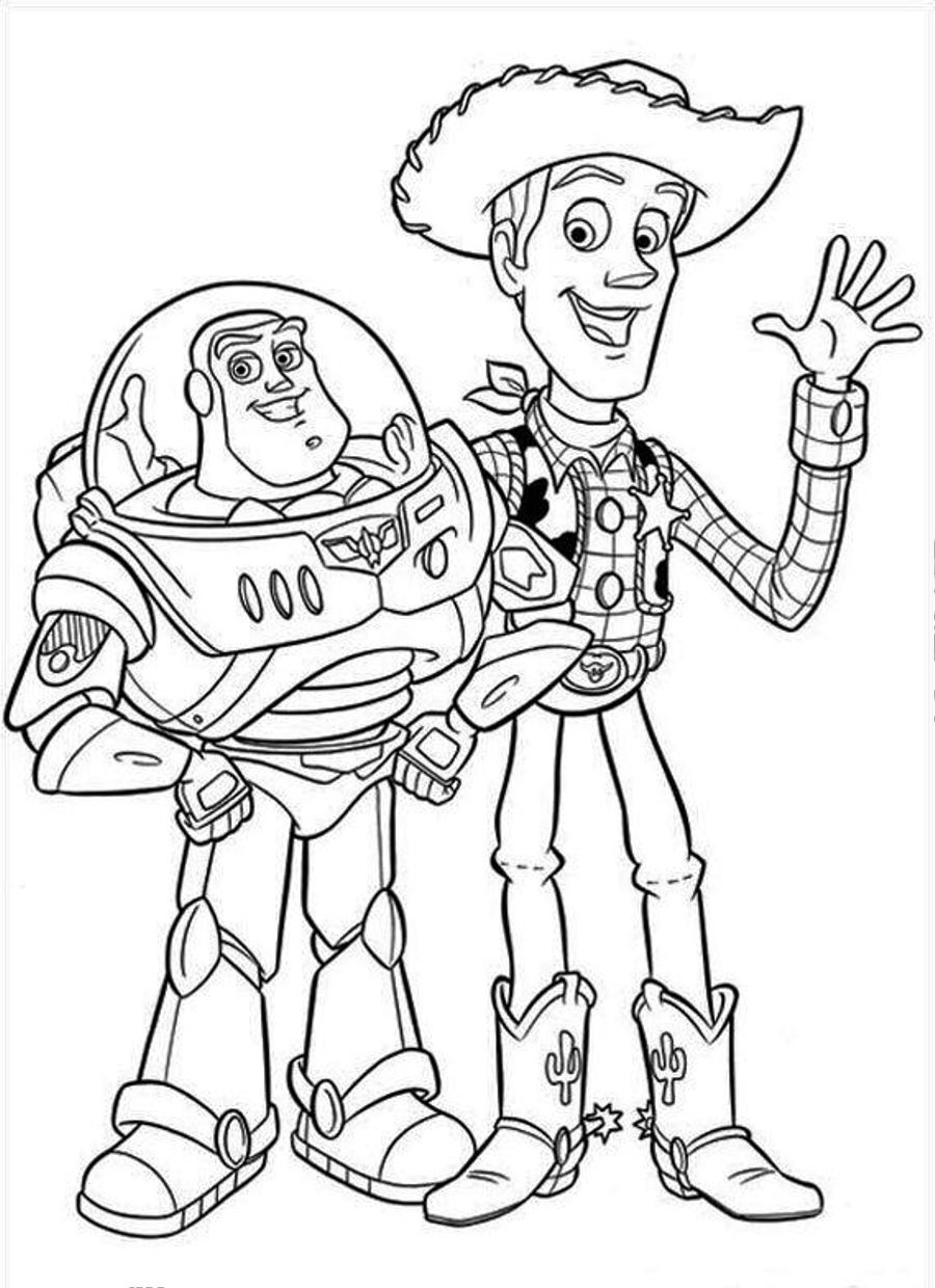 900x1240 Woody And Buzz Lighteryear Free Coloring Page Disney, Kids, Toy