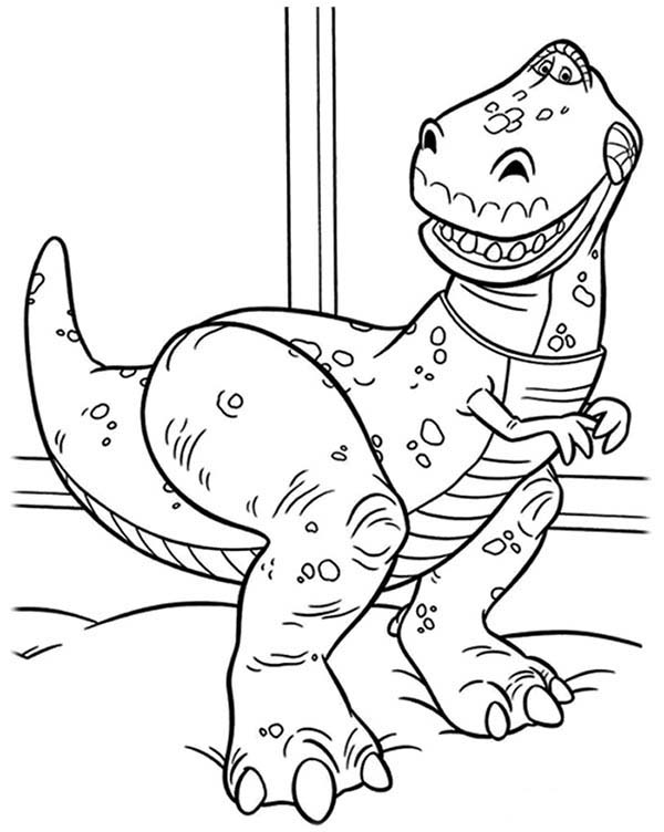 600x752 Rex Is Looking For Hamm In Toy Story Coloring Page