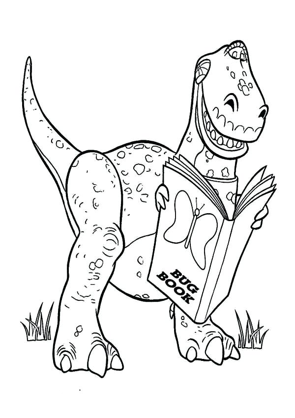 600x849 Toy Story Rex Coloring Pages Toy Story Is Reading A Book In Toy