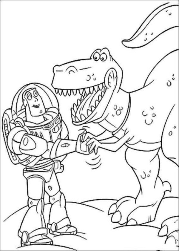 600x840 Buzz Lightyear With Rex Toy Story Coloring Pages