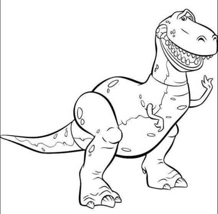 697x686 Rex Dinosaur Is Standing Toy Story Coloring Pages Toy Story