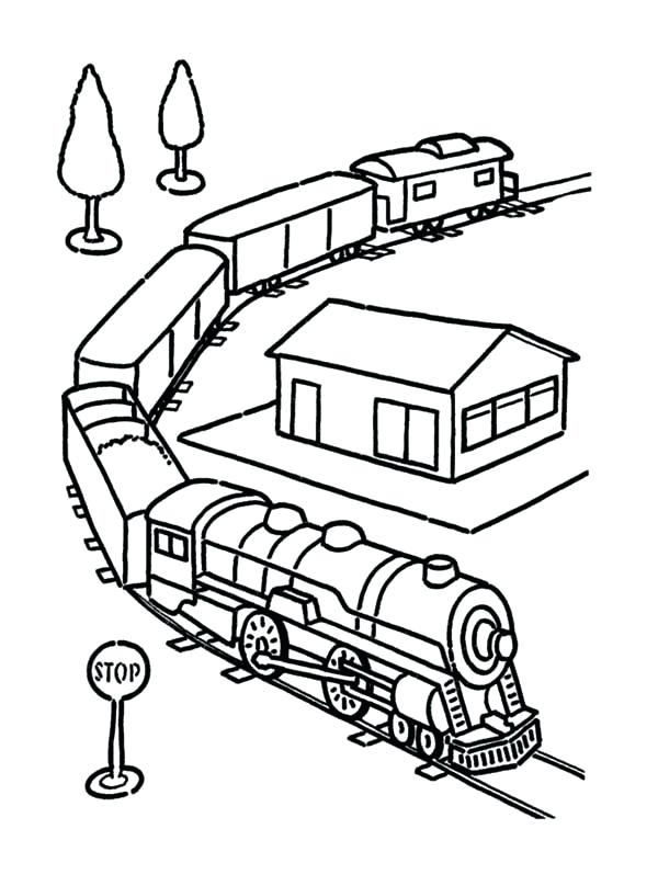 600x808 Toy Train Coloring Sheets Electric Set And On Railroad Page Color