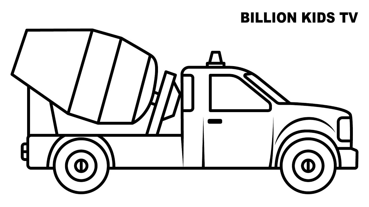 1280x720 Colors Mixer Truck Coloring Pages, Colors For Kids Vehicles Video
