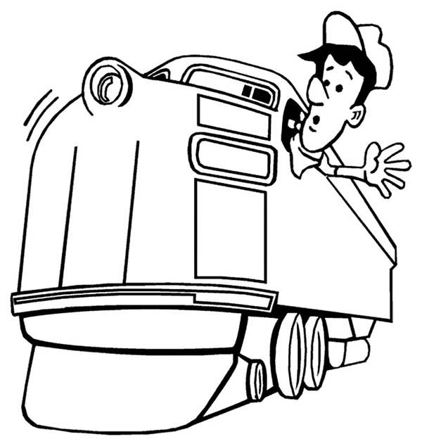600x634 Train Engineer Looking For Railroad Coloring Page Color Luna