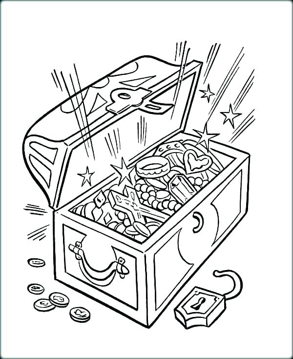 600x734 Treasure Chest Coloring Pages Empty Treasure Chest Coloring Page