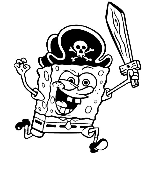 600x726 Spongebob Acting As A Pirate Coloring Page