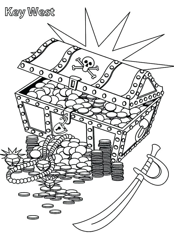 600x825 Treasure Chest Coloring Page Awesome Collection Of Treasure Chest