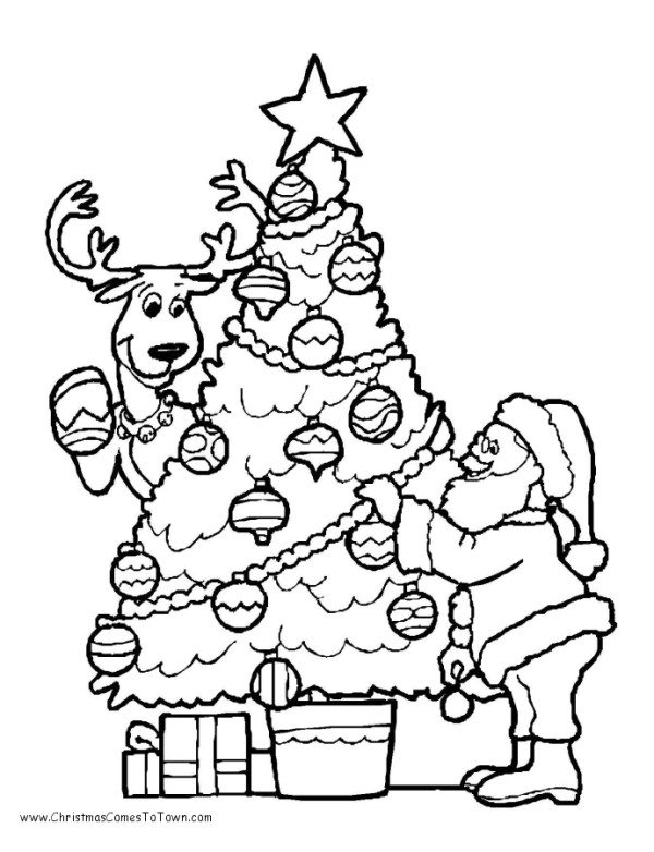 600x782 Christmas Tree Coloring Pages Santa Coloring Pages
