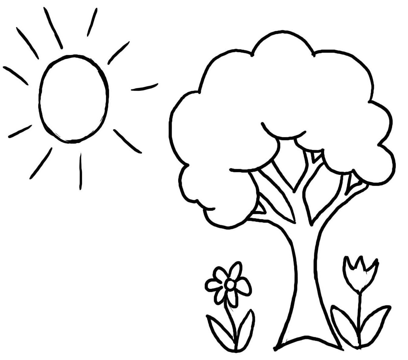 1342x1185 Pictures Welcome Spring Tree Coloring Pages For Kids Coloring